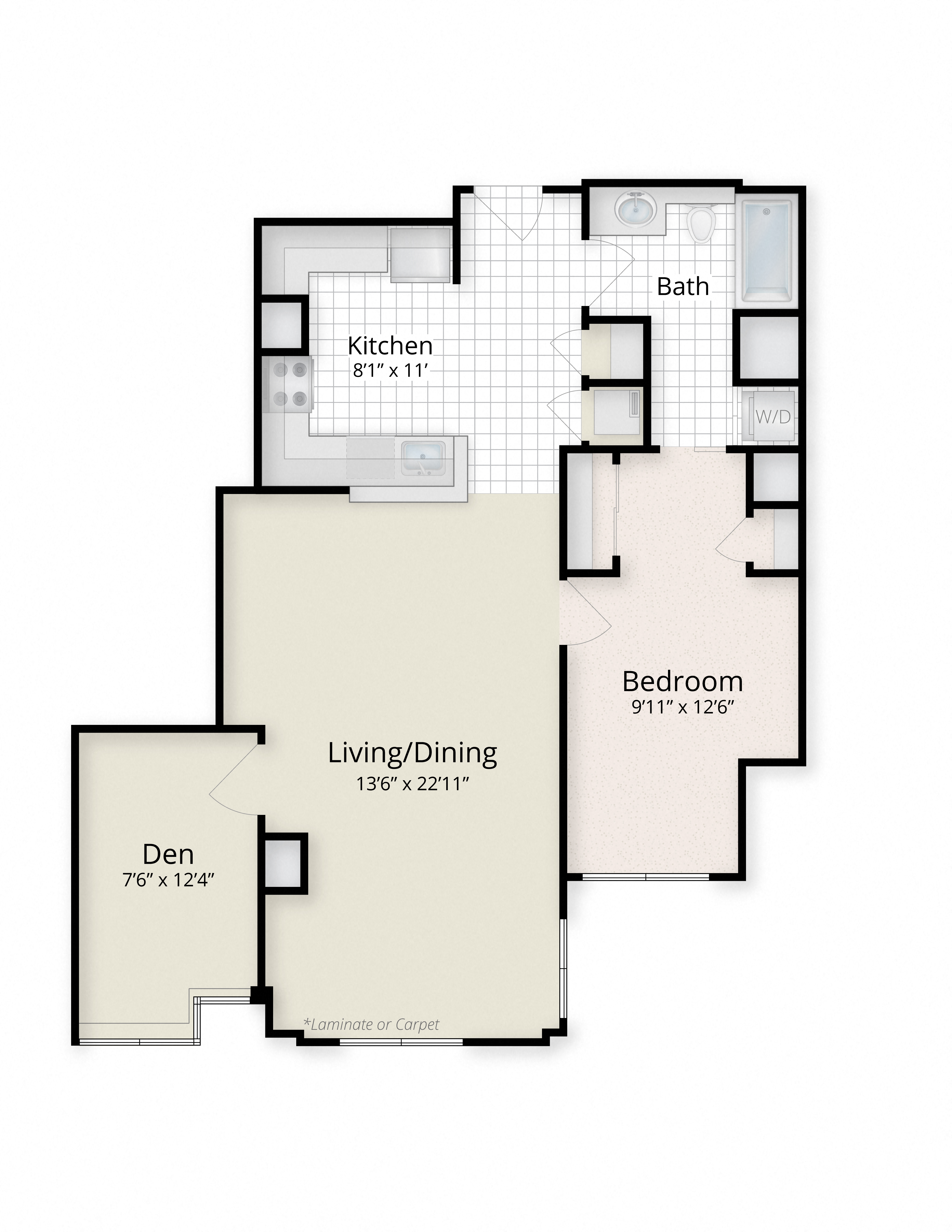 West End Residences apartments West End Washington DC One Bedroom Den Floor Plans